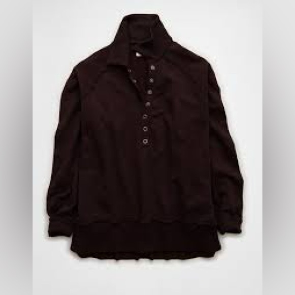 American Eagle big hug Henley sweatshirt dark brown - Picture 3 of 4